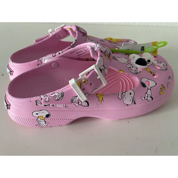 Crocs Peanuts Snoopy Woodstock Mary Jane Clog Pink 211130-90H Women’s Size 9 NEW - Picture 8 of 14